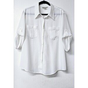 YVES ST. CLAIR White Short Sleeve Button-Up Women Shirt (20)